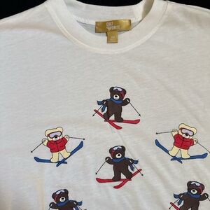 Women Skiing Bear Tee - White